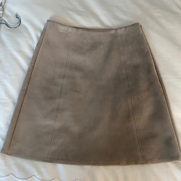 Babaton suede tan mini skirt